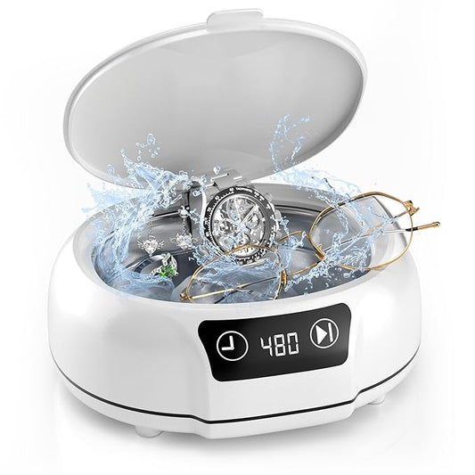 kunphy Ultrasonic Jewelry Cleaner, 700ml(24.5 0z) 48KHz Jewelry Cleaner Machine with 3 Digital Timers, Ultrasonic Cleaning Machine for Glasses, Rings, Diamond, Necklaces