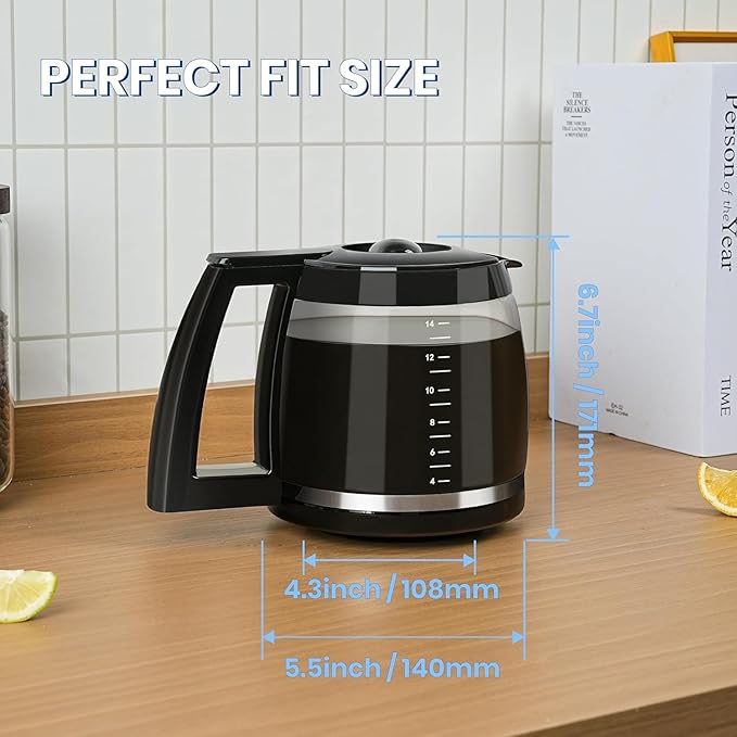 14-Cup Replacement Carafe Compatible with Cuisinart Coffee Maker Models DCC-3200, DCC-3200P1, DCC-2200, DCC-2600, DCC-2800 and CBC-7000PCFR Model# DCC-2200RC-1