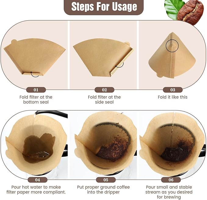 300 Count Cone Coffee Filters #4, Clinuse Unbleached Size 04 Coffee Filters 8-12 Cup, Disposable Natural Paper Filters, No.4 Cone Filters for Ninja, Cuisinart, Pour Over and Drip Coffee Maker