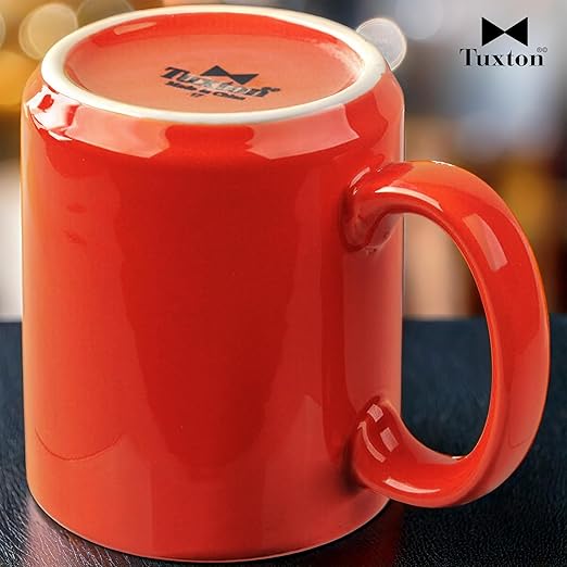 Tuxton China BNM-1202 Mug, 12 oz., 3-1/4" Diameter x 3-7/8"H, C-Handle, Microwave and Dishwasher Safe, Oven Proof, Fully Vitrified, Ceramic, DuraTux, Concentrix, Cinnebar, Pack of 24