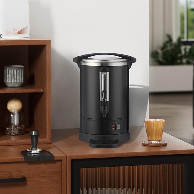 TROPOW 12 L/80 Cups Coffee Urn-3.2 gal Double Wall Commerical Coffee Maker for Buffet Catering Wedding Gathering,Large Capacity Hot Coffee Dispenser,Stainless Steel Hot Water Urn-Black