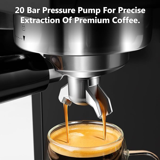 CUSIMAX Espresso Machine with Grinder, 20 Bar Professional Expresso Coffee Machines with Milk Frother Steam Wand, Espresso Maker with 60oz Removable Water Tank, Cappuccino & Latte Machine for Home