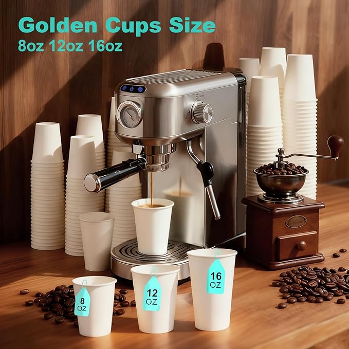 12 oz 300 Pack Disposable Coffee Cups, Bulk White Disposable Paper Cups, Coffee Cups for Hot Tea, Chocolate and Cold Drinks
