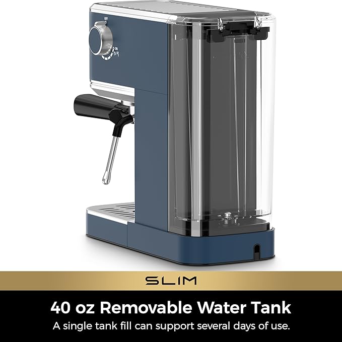 CHULUX Slim 2026 Upgrade Espresso Machine with Milk Frother Steam Wand, 20 Bar Professional Italian Pump Espresso Coffee Machine for Home Cappuccino & Latte Maker, Stainless Steel, Navy