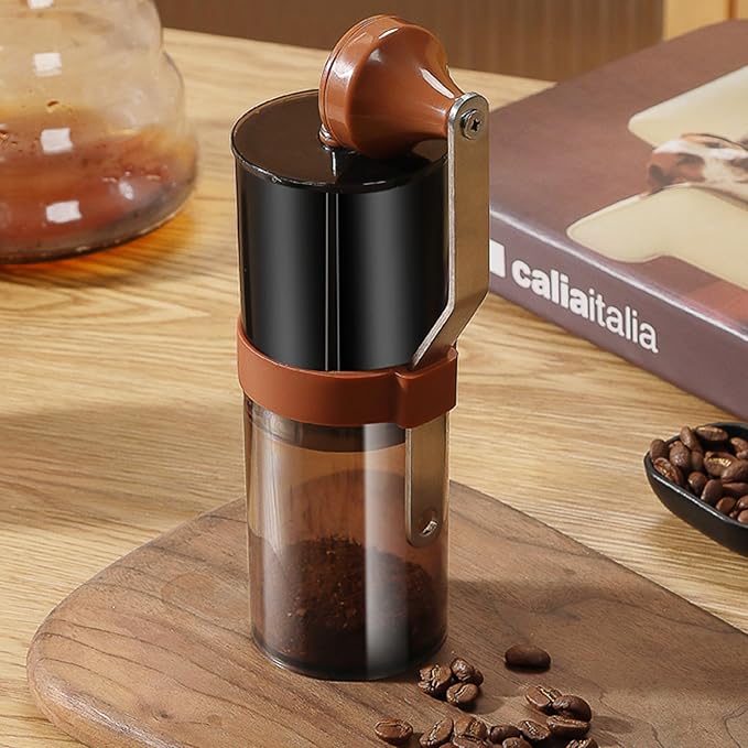 Manual Coffee Grinder - Ceramic Burr, Adjustable Coarse to Fine, 30g Beans & 60ml Powder, Stainless Steel Detachable Handle for Espresso, French Press, Camping