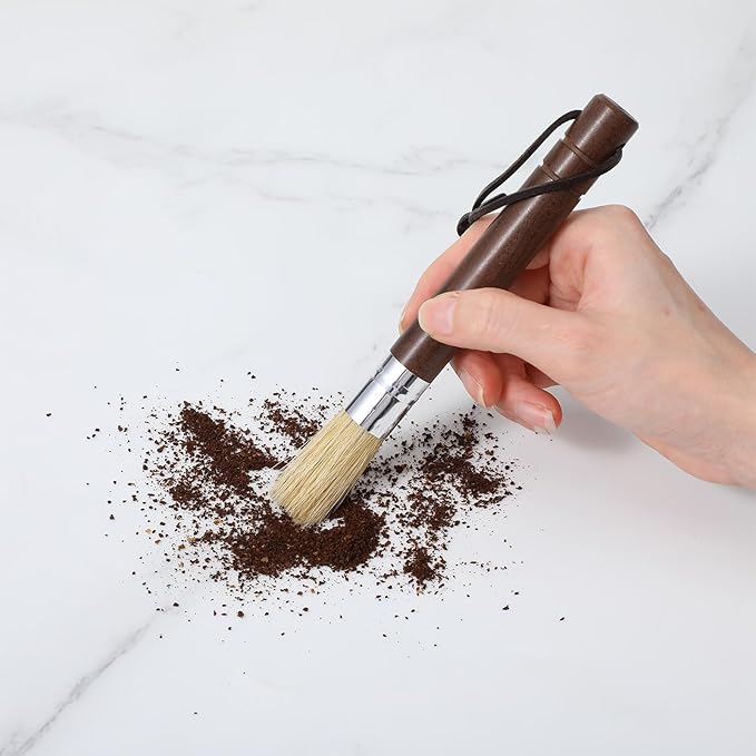 2 PCS Coffee Grinder Brush, 7" Espresso Machine Brush Cleaner Tool with Wooden Handle and Natural Boar Bristles for Barista Home Kitchen Brista Cleaning Dusting Accessories