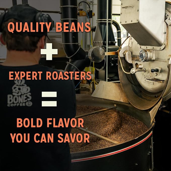 Bones Coffee Company Pear-Anormal, Caramel and Spiced Pear Flavored Coffee, Medium Roast Low Acid Arabica Beans Compatible with Auto drip and French Press Coffee Maker, 12 Oz Whole Bean