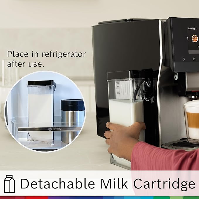 Bosch 800 Series Fully Automatic Espresso and Coffee Machine – 36 Drinks with Coffee World, Cold Brew, Double Cup, Integrated Milk Container, Smart Features, in Silver TQU60307