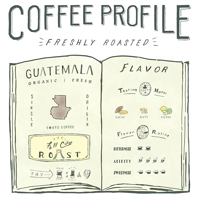 TOKYO COFFEE Organic Guatemala Whole Coffee Beans, 24oz Bag, Medium-Dark Roast, Single Origin Huehuetenango, 100% Arabic for a Smooth & Nutty Brew