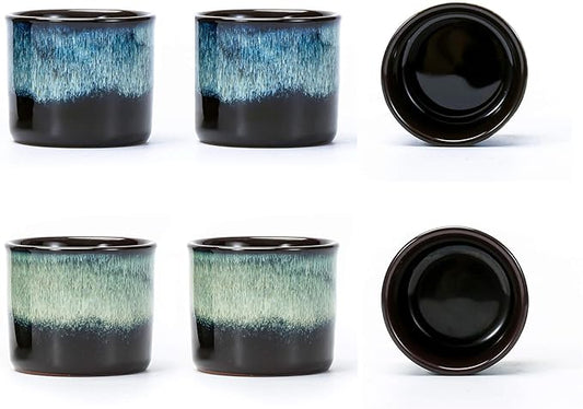 Espresso Cups Set of 6, Demitasse Cups 2.5 Ounces Coffee Mugs, Ceramic Teacups Japanese Tea Cups, Chinese Tea Cups (mixed exterior)
