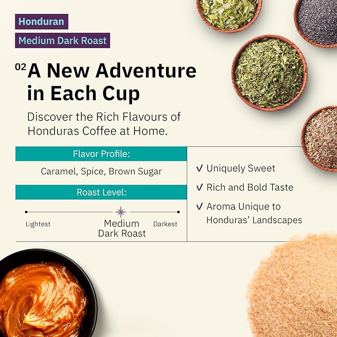 Organic Honduran Ground Coffee Medium Dark Roast - 12oz, Single Origin Arabica Coffee Beans, Fair Trade Specialty Coffee from Marcala, Hints of Caramel & Spice, Freshly Roasted To Order By Kochere