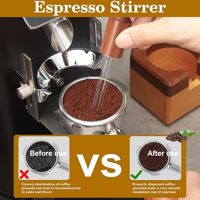 53mm Espresso Accessories Kit, Wooden Handle Espresso Tamper, WDT Tool, Puck Screen and Dosing Funnel Set Fits Delonghi 53 mm Espresso Coffee Machines and Portafilter, Barista Tools