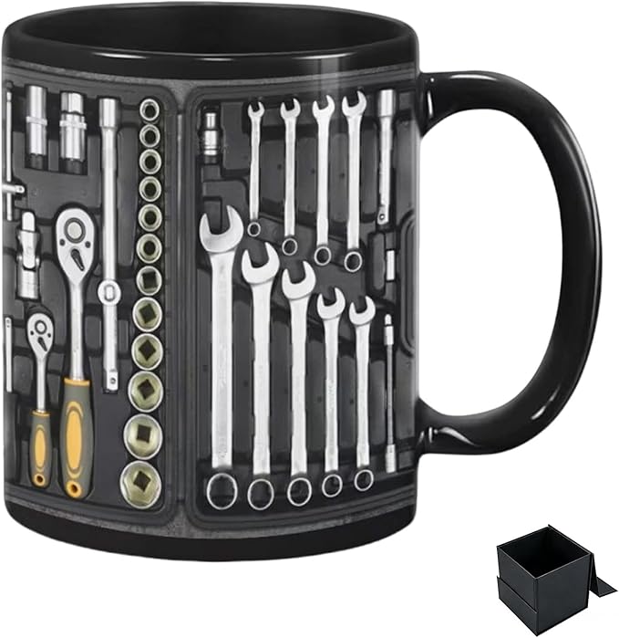 2026 New Mechanic Tool Kit with Fun 3D Printed Pattern Mug, 11oz Ceramic mechanical toolbox coffee cup Set, Perfect for Birthdays, Valentine's Day, and Father's Day (E)