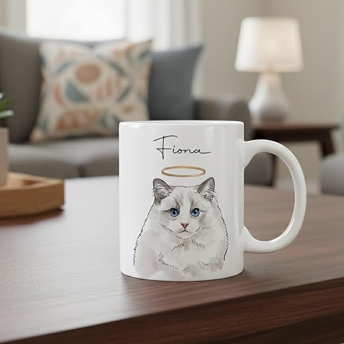 Custom Mug Using Dog Photo + Name, Custom Drinking Cup with Customize Photo, Personalized Printed Pet Picture on Mugs, Dog Mom Gifts, Personalized Cat Dad Mug