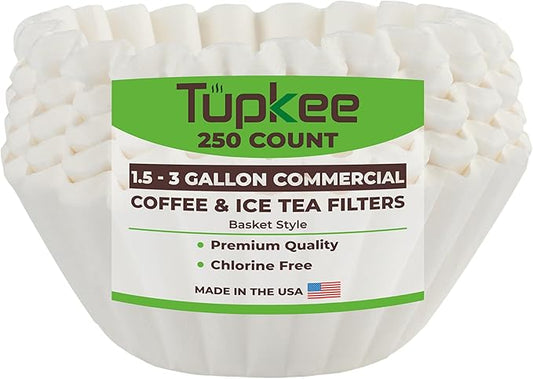 Tupkee Extra Large Coffee Filters – 13.75” x 5.25” – Fits Bunn 1.5–3 Gallon Commercial Coffee & Tea Machines – Chlorine-Free – No Overflow, No Tearing – 250 Count – For Restaurants, Cafés
