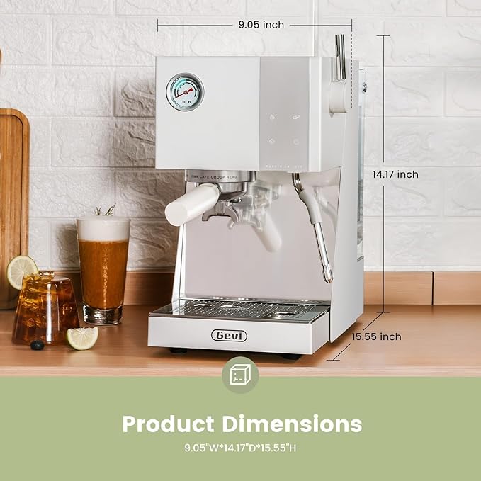 (2026 Upgrade) Gevi Commercial Espresso Machine 20Bar with Smart OPV Coffee Makers, Milk Frother & 58mm Portafilter, Dual Display Stainless Steel Cappuccino Maker for Home, Great Gift