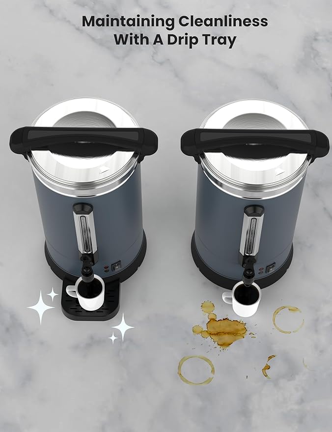 120 Cup Commercial Coffee Urn (18L/4.8 Gal), Double-Wall Insulated Stainless Steel Electric Hot Beverage Dispenser with Fast Brew for Catering, Events & Buffets