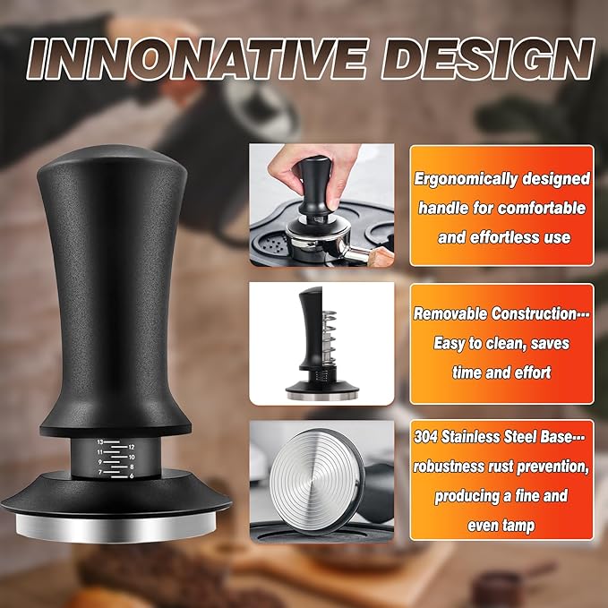 58mm Espresso Accessories Kit, Spring Loaded Calibrated Tamper, WDT Tool, Puck Screen and Dosing Funnel Set Fits Delonghi 58 mm Espresso Coffee Machines and Portafilter, Professional Barista Tools