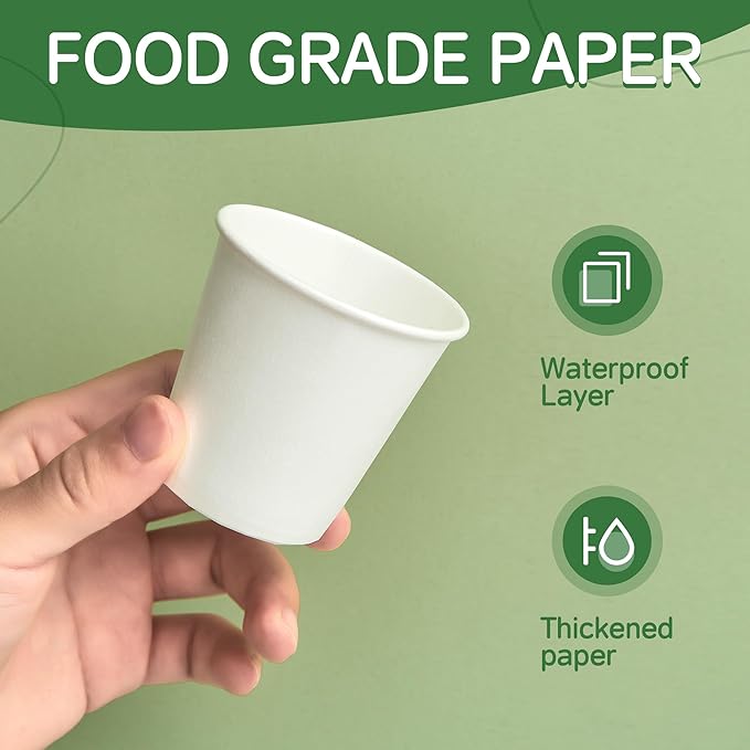 100 Pack 3 oz Paper Cups, Small Coffee Cups, Disposable Mini Bathroom Mouthwash Cups, Suitable for Party, Picnic, Travel, and Events