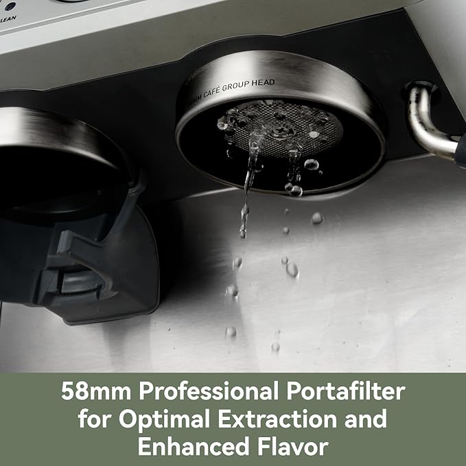Gevi Dual Boiler Espresso Machine with Built-in Grinder & Barista Steam Wand | 58mm Commercial Portafilter, 31 Grind Settings, Stainless Steel | For Home Barista Use