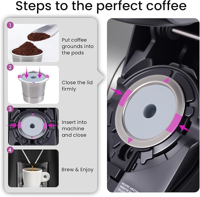 2 Pack Reusable Stainless Steel K Cup for Keurig, Stainless Steel Refilled K -Cups Coffee Filter, Universal Fit Reusable Coffee Pod for Keurig Family