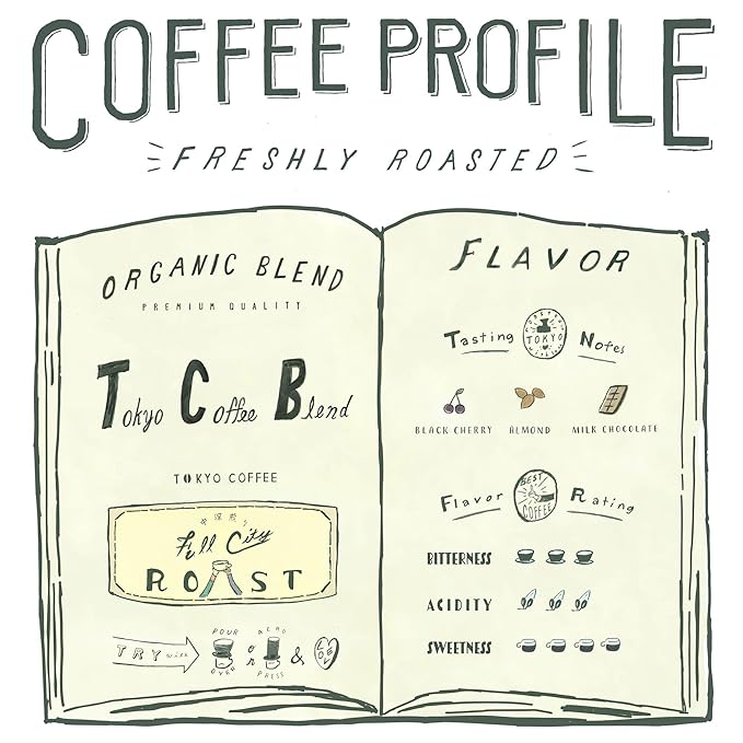 TOKYO COFFEE Organic Blend, Medium Roast Whole Bean Coffee from Japan - 24oz Bag - Sweet and Smooth Signature Blend made with 100% Arabica Beans