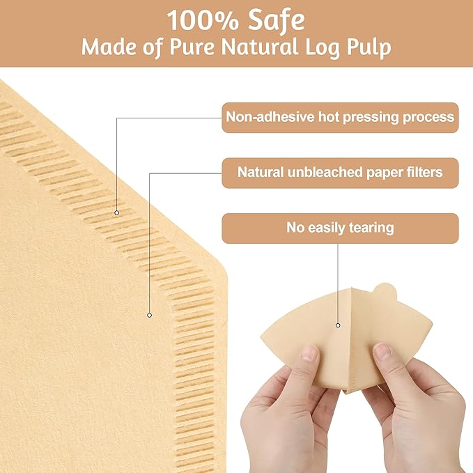 Coffee Filters #4,100 Count Disposable Coffee Filters 8-12 Cup,No Blowout,Unbleached Natural Coffee Filters 4 Cone Paper for Pour Over Coffer Makers/Coffee Dripper Cones