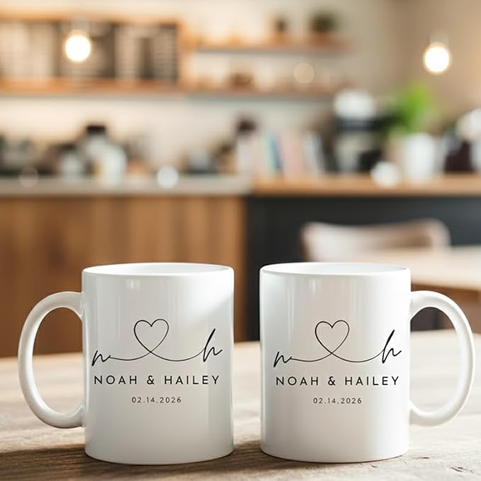 Personalized Mr & Mrs Coffee Mugs, Husband and Wife Mugs, Mr and Mrs Mug, Custom Couple Coffee Drinking Cup, New Bride Groom Wedding Cup Set 2