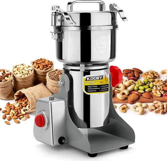 1000G Electric Grain Grinder Mill, 2200W Swing-Type 304 Dry Cereals Pulverizer Makes Dry Goods, Spices, Coffee, Pepper, Etc., Commercial 110V High-speed Superfine Machine (1000G Swing Type)