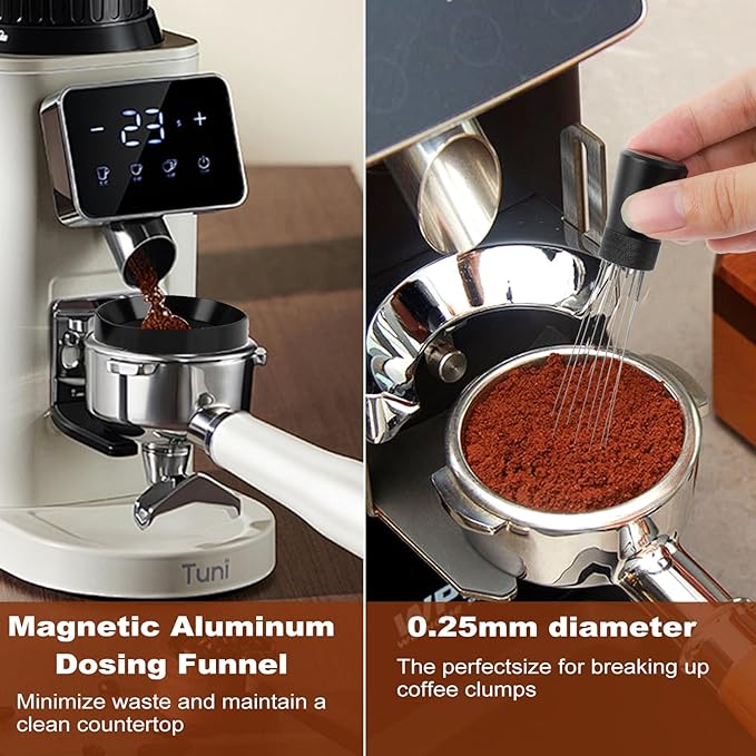 Espresso Accessories Kit 53.5mm, Coffee Tamper with Spring Loaded Calibration, 316 Stainless WDT Tool with Magnetic Stand and Dosing Funnel Set Fits Espresso Machine Press and 53.5mm Portafilters