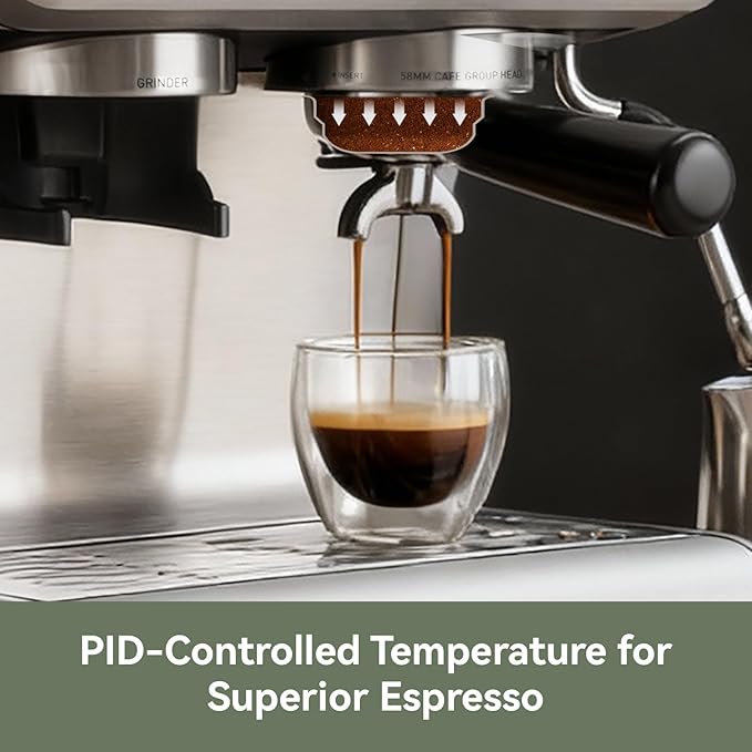 Gevi Dual Boiler Espresso Machine with Built-in Grinder & Barista Steam Wand | 58mm Commercial Portafilter, 31 Grind Settings, Stainless Steel | For Home Barista Use