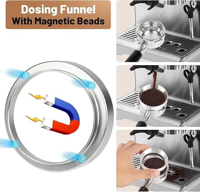 53mm Espresso Accessories Kit – Coffee Distributor and Tamper Leveler, WDT Tool, Magnetic Dosing Funnel and Puck Screen with Remover, Espresso Tools Fit Breville 54mm Portafilters