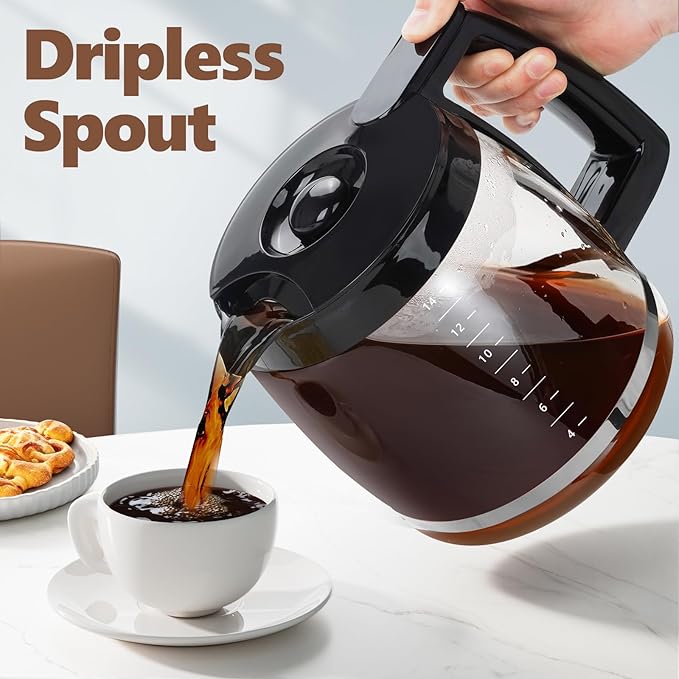 14-Cup Coffee Pot Replacement for Cuisinart Coffee Maker DCC-220, DCC-2600, DCC-2800, DCC-3200, DCC-3200P1,CBC-7200PC,CBC-7400PC,DCC-1800FR. Glass Carafe Replacement for Cuisinart with Sturdy Handle.