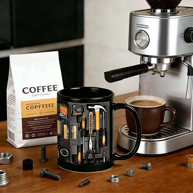 2026 New Mechanic Tool Kit with Fun 3D Printed Pattern Mug, 11oz Ceramic mechanical toolbox coffee cup Set, Perfect for Birthdays, Valentine's Day, and Father's Day (I)
