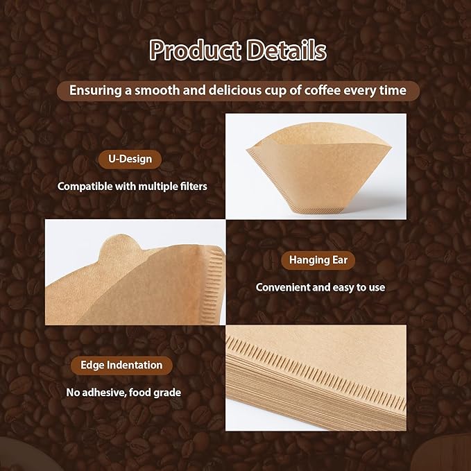 PakTalk 600 Count Cone Coffee Filters #4, Natural Brown Paper Cone Shaped Coffee Filters for Pour Over and Drip Coffee Maker (100 Count, Pack of 6)