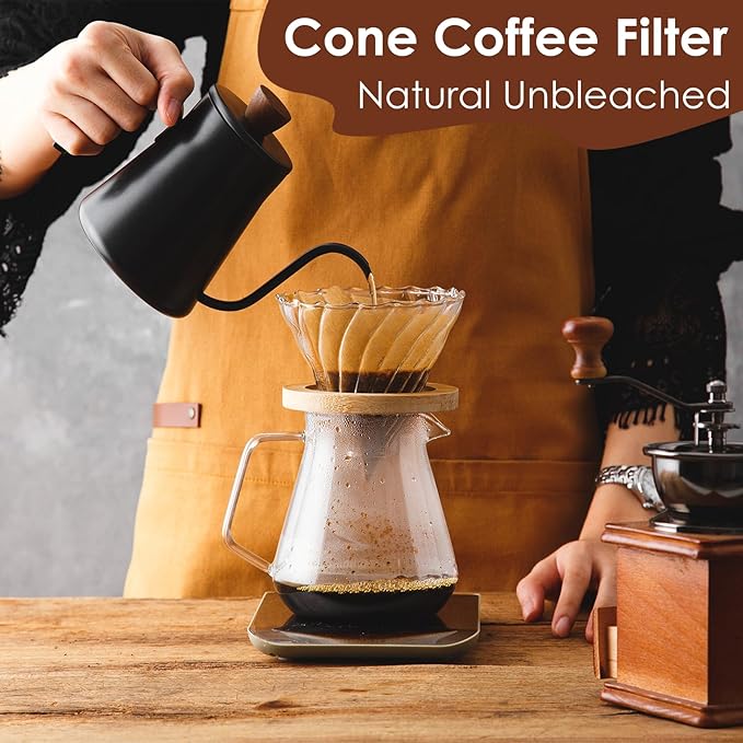 1000 Count Coffee Filters 2, Pour Over Cone V60 Coffee Filter Size 2 Unbleached Natural Paper Coffee Filter 2-4 Cup, Fits for Pour Over and Drip Coffee Maker Home, Coffee Shop, Small Business