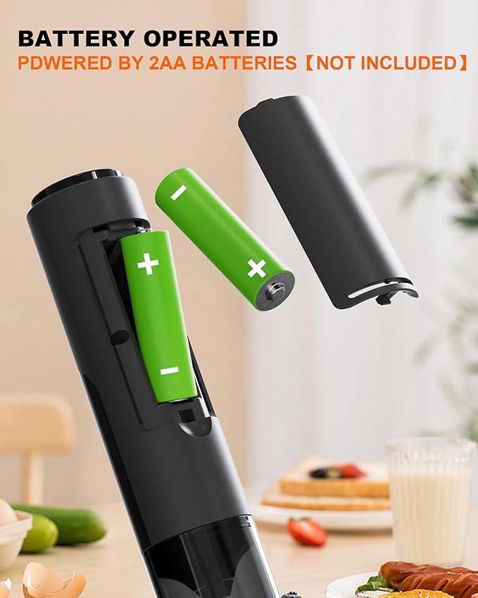 Soenglyun Handheld Milk Frother with Cover, Battery Operated Drink Mixer Handheld Easy to Carry Electric Frother Wand For Coffee, Latte, Cappuccino, Frappe Drink, Hot Chocolate, Black