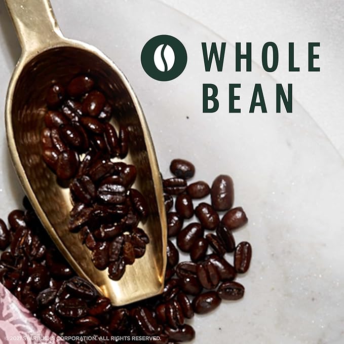 Starbucks Whole Coffee Beans, Dark Roast Hot or Iced Coffee, Espresso Roast, Six 18 oz Bags
