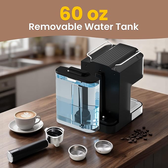 olayks. Professional 20-Bar Espresso Coffee Maker, Semi-Automatic with Steam Wand Milk Frother, All-in-One Machine with 1.8L Removable Tank for Latte Cappuccino, Easy Clean