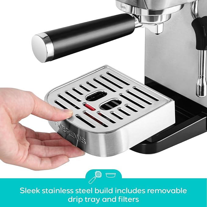 CASABREWS 3700 Essential Espresso Machine 20 Bar, Stainless Steel Cappuccino & Latte Machine with Steam Frother for Home, 43.9oz Water Tank, Coffee Gift for Women & Men, Silver