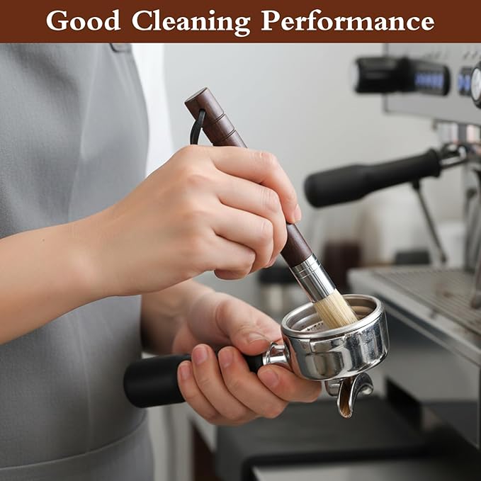 2 Pack Coffee Grinder Cleaning Brush, Espresso Machine Cleaning Brush with Wood Handle, Barista Tools Coffee Grinder Cleaner Bar Accessories with PU Hanging Loop