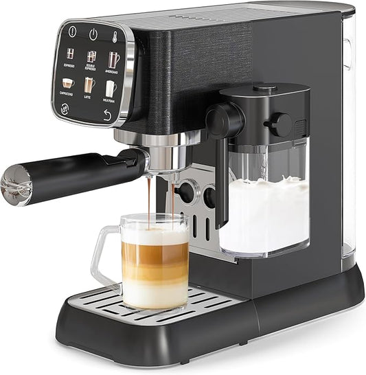GarveeHome 20 Bar Professional Espresso Machine Compact, Espresso Machine with Milk Frother and Touchscreen, Espresso Coffee Machines with Adjustable Temperature, for Office, Homes, and Coffee Shop