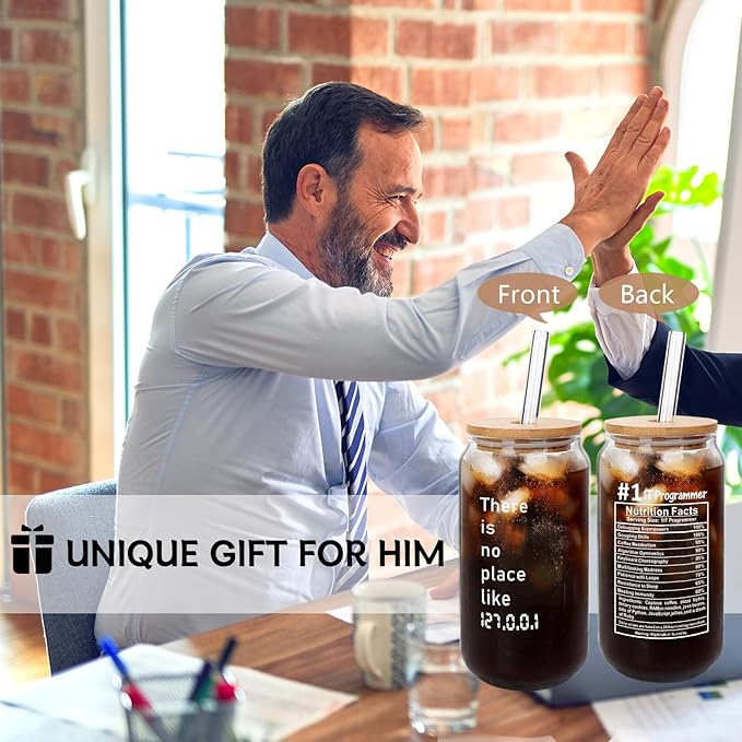 ANOTION Gifts for Coders Easter Gifts for Him - Valentines Day Gifts For Him Cute Glass Cup Software Engineer Gifts Nerdy Gifts for Men Stocking Stuffers Gifts Birthday Gifts Unique Gifts for Him