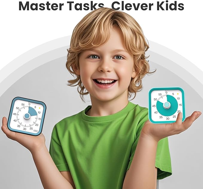 InfPokid Visual Timer for Kids with Pause Function, 60 Minute Countdown Timer for Kids Desk Study, Teaching, Kitchen Cooking, Office Meetings, Time Management for ADHD (Green)