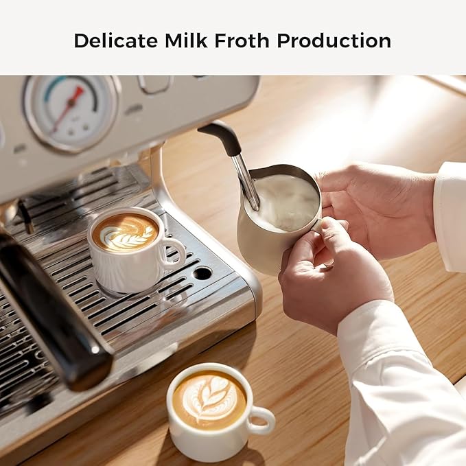 Kismile Espresso Machine with Grinder, 20 Bar Expresso Coffee Machines with Milk Frother Steam Wand, Espresso Maker with 30 Grind Settings, Expresso Machines for Home, Perfect for Cappuccino, Latte