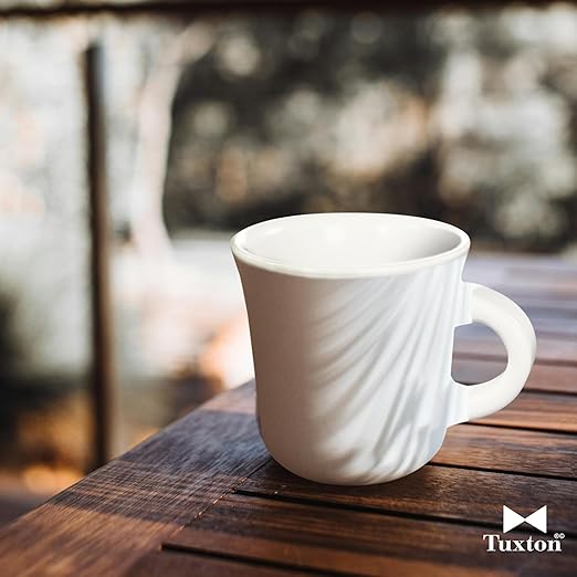 Tuxton China TRE-038 Canton Mug, 9 oz., 3-3/8" Diameter x 3-3/8"H, Microwave and Dishwasher Safe, Oven Proof, Fully Vitrified, Ceramic, DuraTux, Reno/Nevada, American White/Eggshell, Pack of 36