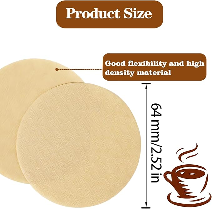 800 Count Espresso Coffee Filters, 64 mm Unbleached Round Coffee Paper Filter for Espresso Machine, Disposable Coffee Filter Compatible with Espresso Coffee Maker