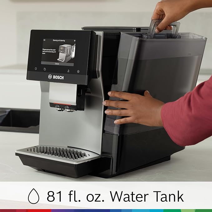 Bosch 800 Series Fully Automatic Espresso and Coffee Machine – 35 Drinks, Cold Brew, Double Cup, Milk Hose, Ceramic Grinder, Smart Features, in Black TPU60309