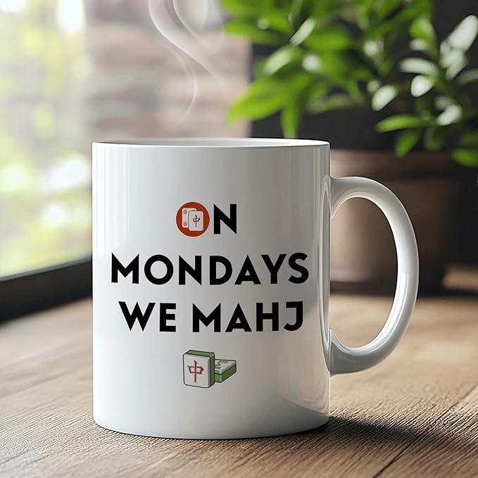 Mah Jong Gifts Mug, Mahjong Gifts for Women Coffee Cup Ceramic, Gift for Mah Jong Players Lovers, Mahjong Tiles Accessories Ceramic Coffee Tea Mug 11 oz