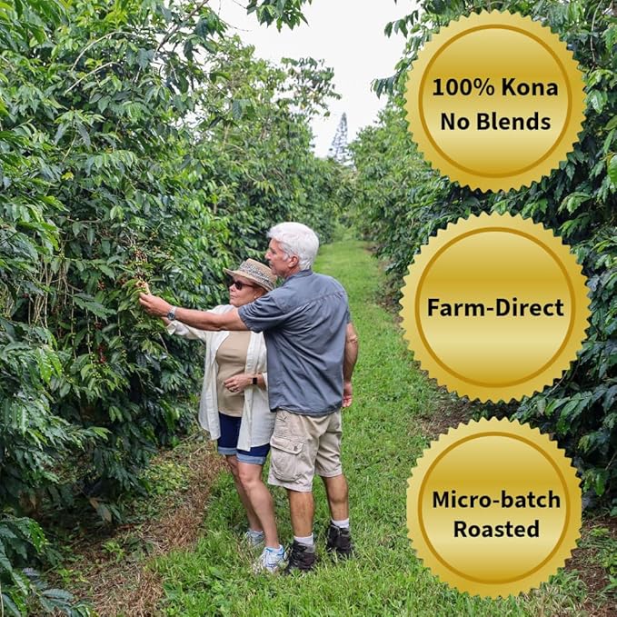 KONA EARTH 100% Kona Premium Coffee, Medium Roast, Whole Bean, 5 lb (80 oz) Farm-Direct Authentic Hawaiian Kona Coffee beans from Hawaii’s Big Island, Micro-Batch-Roasted
